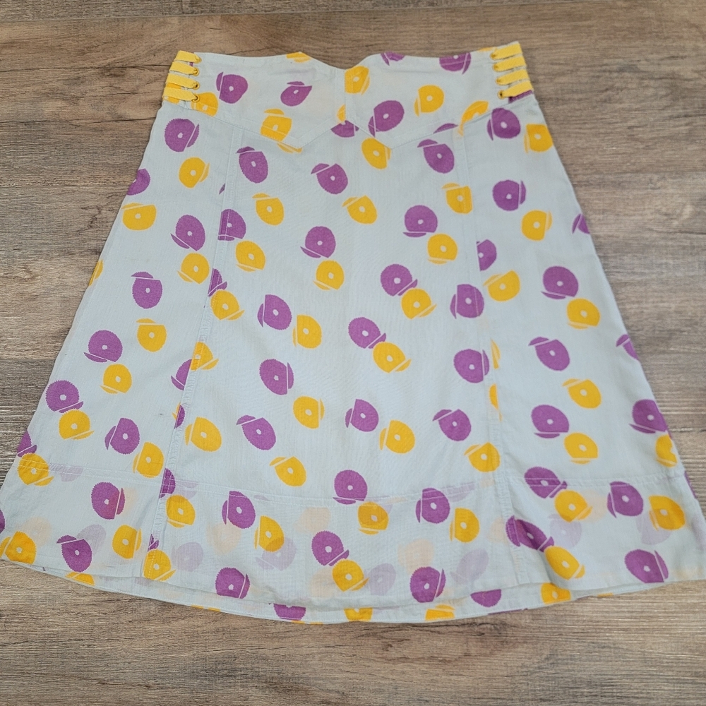Marc Jacobs Blue Floral Skirt Corset Style Sides Lined Cotton Size 4 *flaw